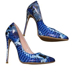 Elisabet Tang blue snake print stiletto high heels US size 8